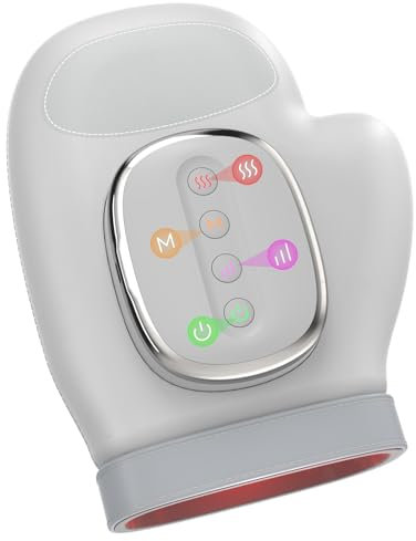 Hand-Massagegerät mit Wärme und Kompression Relief, Wiederaufladbare Hand Massagegerät Elektrisch mit 3 Massage 3 Temperaturen, 5 Presse Ebenen Therapie Handschuh, ideale Geschenke für Frauen Männer