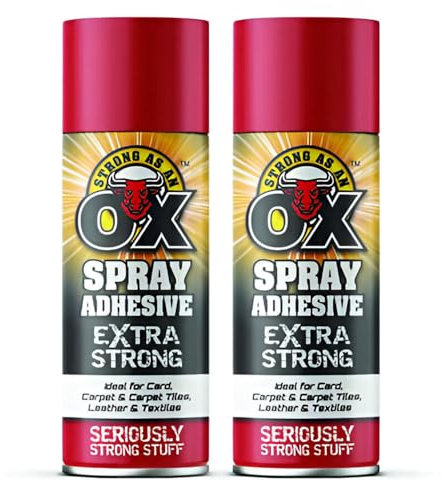 2 x 500ml Zopper Heavy Duty Spray Adhesive Glue Art Foam for Carpet Tile Craft Fabric Extra Strong