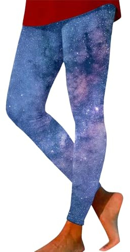 Generisch Galaxy Leggings Femme Taille Haute Galaxy Costume Femme Leggings Imprimé Coloré Pantalon de Yoga Pantalon de Yoga Extensible Pantalon Femmes Planète Costume Sacs à Chaussures, bleu clair, M