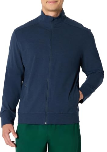 Amazon Essentials Men's Athletic Soft Performance Lightweight Zip Up Gym Workout Jacket, Moisture-Wicking, 4-Way Stretch, Space Dye Navy, XX-Large