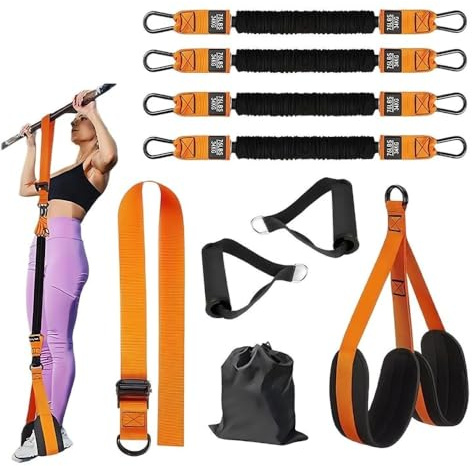 LUFEIS Pull Up Assistance Bands, Heavy Duty Resistance Band with 4 Resistance Level up to 300LBS, Adjustable Weight/Size with Feet/Knee Rest, Exercise Band for Strength Training, Workout Bands for Men