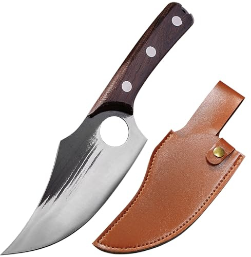 TUTCHUAN Japanese Chef Knife 6 inch Kitchen Knives High Carbon Stainless Steel Home and Outdoor Cooking Knife Full Tang Hand Forged Boning Knife with Sheath