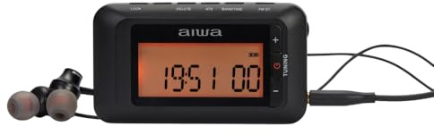 AIWA RD-10 Radio de Bolsillo Digital Am/FM Estéreo con RDS, Pantalla LED, Sleep Timer y Auriculares Incluidos