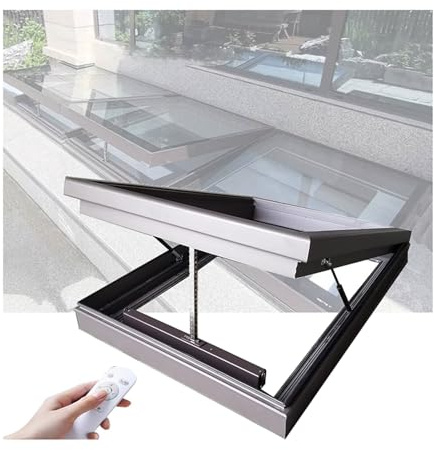 XILYZMO Personalizzabile Finestre Tetto Lucernario, Doppi Uscita D'emergenza Illuminazione Finestra Pozzo, Telaio Alluminio Elettrico Sensore Pioggia Tutto Uno Ventilazione(40x80cm)