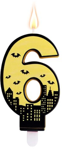 Velas de Cumpleaños con Números de Murciélago, Decoración para Tartas con Temática Batman Ideales para Fiestas Infantiles (6)