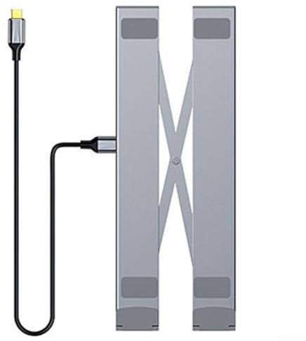 Estación de acoplamiento USB-C 5 en 1 para laptop con 4 puertos USB 3.0, soporte de aluminio ajustable para configuración ergonómica, compatible con portátiles USB-C y iPads