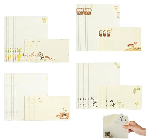 LEBKFT Cute Cat Writing Paper and Envelopes Set, 36 Pcs A5 Letter Writing Set with Lined Paper Perfect for Greeting Cards Invitations Love Letters and Thank You Cards