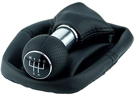 L&P A0254-7 Schaltsack Schaltmanschette Schwarz Schaltknauf Knauf perforiert PU Leder 5 Gang 12mm kompatibel mit VW Golf 2 II 3 III Polo 6N Passat 35i uvm. Schelle Plug Play Ersatzteil