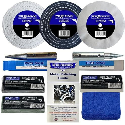 Bench Grinder Metal Polishing Kit Steel & Stainless Steel 9pc 4 x 1/2 Pro-Max
