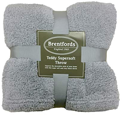 Brentfords Teddy Fleece Blanket Large Throw Over Bed Plush Super Soft Warm Sofa Bedspread, Silver Grey - 150 x 200 cm
