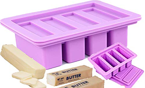 Stampo per burro in silicone 4 cavità stampo burro silicone (viola) stampi per burro in silicone con coperchio