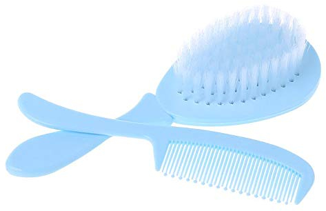 IKAAR Baby Kamm und Bürste, Babybürste und Kamm mit Abgerundeten Spitzen Haarpflegeset Blau