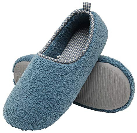 ChayChax Zapatillas de Estar por Casa para Mujer Invierno Cálido Pantuflas Memoria Espuma Ligero Comodo Suave Interior Zapatos de Algodón,Azul,M(265)=EU 40-41