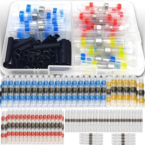 Retoo 100pcs Connecteur Bout à Bout de Fil Thermorétractable, Cosses Electriques à Sertir Thermorétractables, Thermosoudable Kit de Connecteurs de Bornes de Qualité Marine