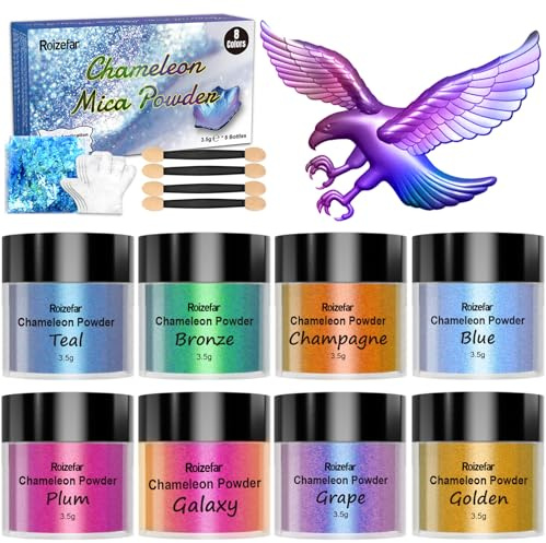 Roizefar Chameleon Mica Powder, 8 Colours x 3.5g Epoxy Resin Colour Pigment