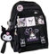ku-romi rucksack schultasche mithe side pokect groß geeignet für junge mädchen ​wandern camping picknick, Schwarz, Puppe, Karte, Abzeichen, Large, Schulranzen