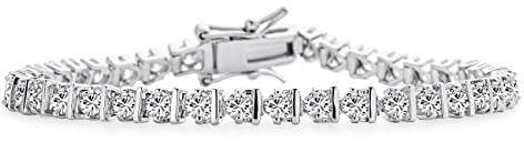 Pulsera de tenis de joyería nupcial moderna de 10 quilates AAA CZ redonda solitaria para mujer, boda, circonita cúbica, plata rodiada de 7 o 7.5 pulgadas