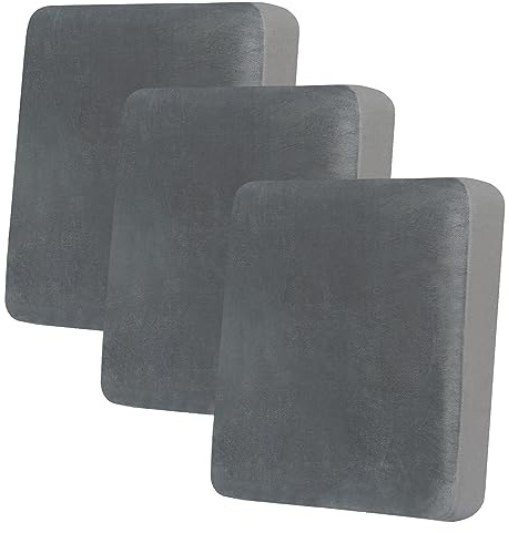 hyha Velvet Couch Cushion Covers, Soft Sofa Seat Covers for sectional 3 Cushion Couch Washable, Magic Sofa Slipcover with Elastic Bottom, Non-Slip Furniture Protector for Pets, Kid(3PC, Grey)