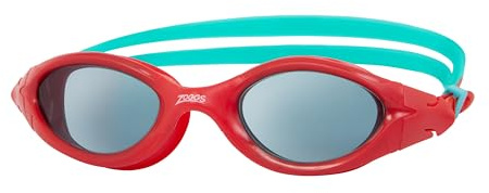 Zoggs Panorama Schwimmbrille Kinder 6-14 – Kinder Schwimmbrille mit UV-Schutz, Antibeschlag, Bequemer, Auslaufsicherer Sitz, Schnell Verstellbares Kopfband, 180° Rundumsicht, Rauchglas, Rot/Grün