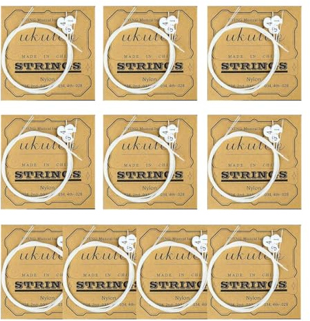 TUOREN 10Pack Nylon Ukulele Strings Replacement Part Accessory for Soprano (21 Inch) Concert (23 Inch) Tenor (26 Inch) Ukulele .024-.028 Gauge