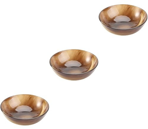 Beavorty 3pcs Natural Smooth Yak Horn Shaving Bowl Shaving Soap Bowl for Men Beard Grooming Kit