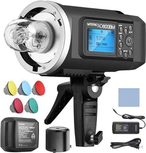 Godox WITSTRO AD600BM 600WS GN87 HSS 1/8000s Outdoor Flash Strobe Flash da Studio 2.4G Wireless X System with 9000mAh Li-ion Battery