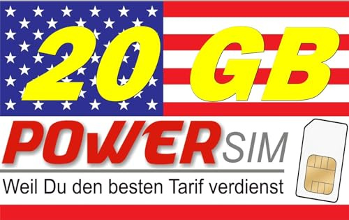 USA T-Mobile Netz Prepaid Karte 20 GB Datenvolumen + Allnet Flat nach Deutschlnd und in den USA