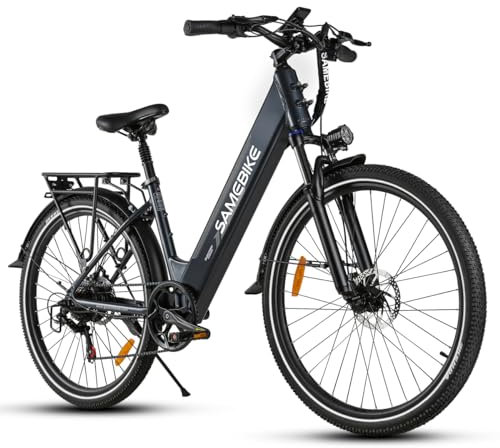 SAMEBIKE 27.5 Zoll E-Bike Elektrofahrrad für Herren Damen Fat Tire E-Mountainbike,36V15AH E Fahrrad Trekking/City Pedelec für Damen und Herren (RS-A01-PRO) (grau)
