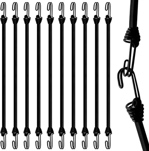 Spanngummi mit Haken 10 Stück, Expander mit Haken 30 cm, Gummiband mit Haken für Anhängerplane, Dachträger, Camping, Sonnensegel, Schwarz