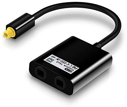 EMK Optical Splitter 1x2 - 1 In 2 Out Digital Audio Splitter - Compatible With Home Theater, Sound Bar, TV, Blu-ray Players