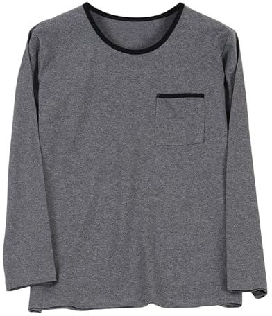 Rrongwn Pyjama pour Homme Coupe Classique Manches Longues en Coton Sweatshirt Léger et Respirant Chemises de Loisirs Ajustement Sportif Chemise d’entraînement Fitness Chemise à Séchage Rapide T-shirt
