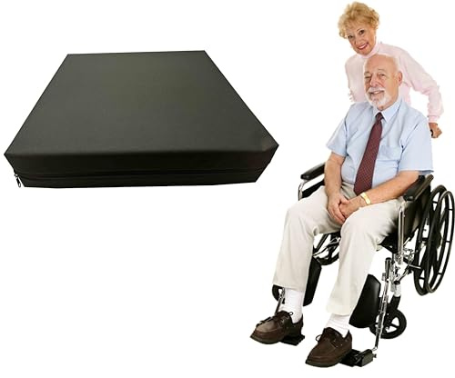 GRIZZLY FOAM 4Inch/10cm Thick Waterproof Memory Foam Wheelchair Cushions for Back Support, With Removeable Zipped Cover, Ask Any Custom Size (Black, 18x20x4inich 45x50x10cm)