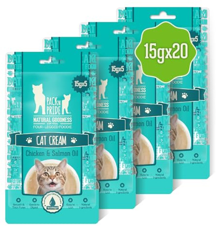 PACK'N PRIDE Cat Treats, 20x15g Chicken & Salmon Oil Flavor Lickable Sticks