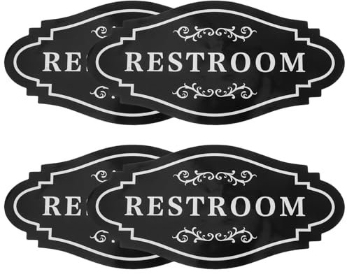 PERSELOSO 4pcs Vinyl Restroom Sign Stickers Bathroom Wall Art Decor Water Sticker Washroom Decor Sign Adhesive Bathroom Door