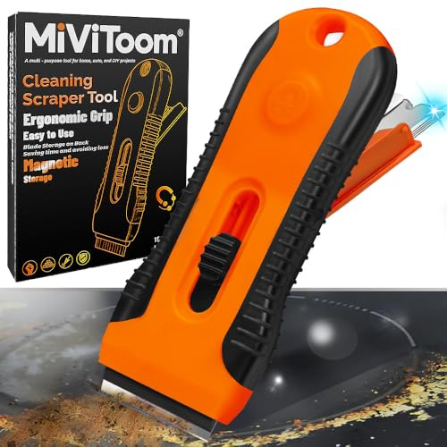 MIVITOOM Oven Hob Glass Non Scratch Cleaner with Storage Box,16 Spare Replacement Units Multipurpose Cleaning Tool for Ceramic Hobs Glass Doors Windows and Painted Surfaces