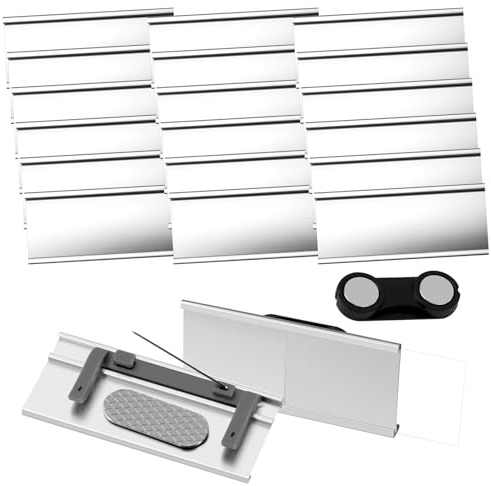 DTLLCZP 20 bitar namnskyltar till kläder, magnet med dubbelmagnet och pappersspår, aluminium namnskyltshållare 72x35mm för arbete, utställning, restaurang, skola
