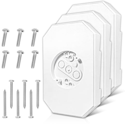 3 Sets 8141DBL Siding Mounting Block, Vinyl Outdoor Mounting Plate kit with Built in Electrical Box, Fits for 1/2 inch Lap Double and 4 inch Siding, Sturdy and Durable, White