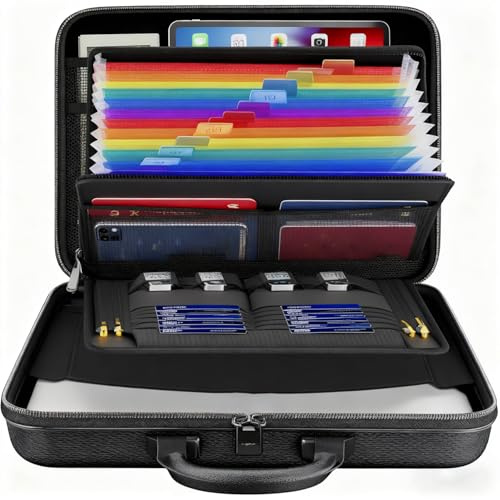 TOOSOAR Malette Ignifuge et Imperméable Noire avec Coque Dure, Organisateur de Documents Portable avec Poignée, Sac à pour Factures, Reçus et Fichiers Importants, Idéal pour la Maison et le Bureau