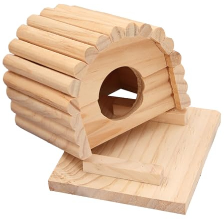 INOOMP Cabaña de Madera para Hámster 11x10x9 Cm, Casa para Hámsteres Pequeña y Transpirable, Nido para Dormir y Juguete para Mascotas Roedores, Suministros para Animales Pequeños
