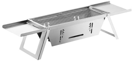 Parrilla de carbón portátil giratoria 360° con cesta volteadora, ahumador acero inoxidable 304 for acampar, bolsa barbacoa gratis