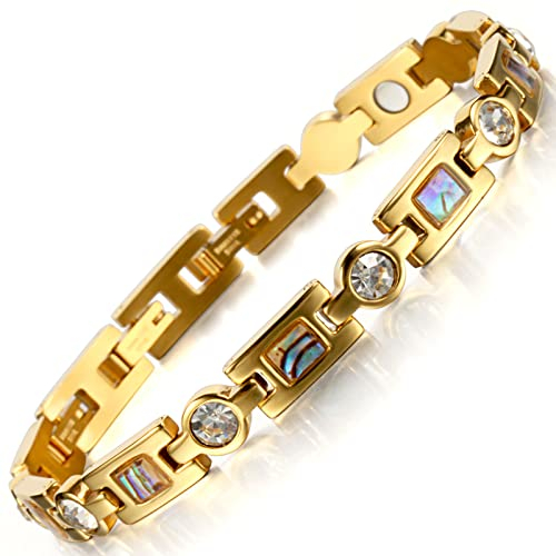 RainSo elegant Frauen Magnetische Therapie Armband (Gold), Modeschmuck, Magnet Therapie Armband, Arthritis, Kompressionsgerät, Crystal