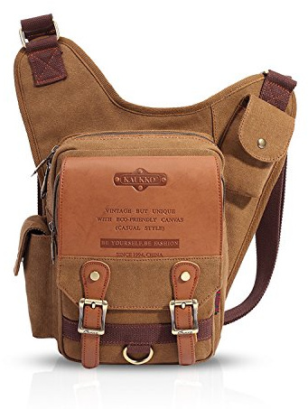 FANDARE Vintage Sling Bag Umhängetasche Messenger Bag Hiking Bag Crossbody Bag Rucksack Canvas Khaki B