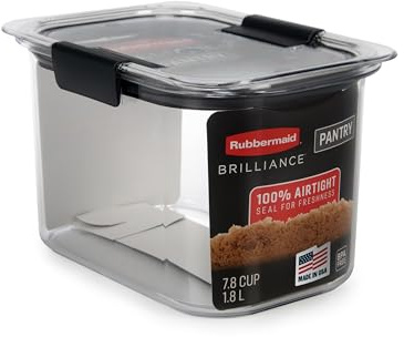 Rubbermaid 1994225 Pantry Airtight Food Storage Container, BPA-Free Plastic, Brilliance, Brown Sugar (7.8 Cup)