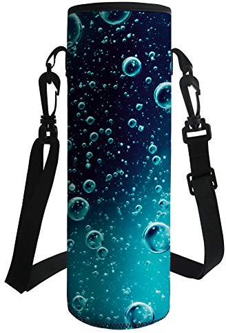 Hugs Idea Neopren-isolierte Trinkflaschen-Tragetasche mit Schultergurt L Wassertropfen