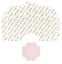 Bye Bra Adhesive Breast Lift Tapes, Bra Stickers, Boob Tape, Cleavage Enhancement - Size: D-F with Nude Silk Nipple Covers 3 Single-use Pairs
