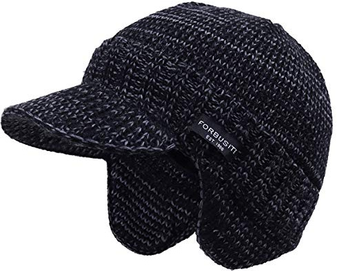 VECRY Bambini Berretto Invernale Cappello Ragazzi Ragazze Neonato Papalina a Maglia (Visiera-Nero)