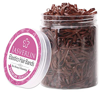 JASVERLIN Bandas elásticas para el pelo, diminutas gomas para el pelo para bebé, color marrón, coletas de caballo, bandas de goma suaves, no dañan el pelo, 1000 unidades
