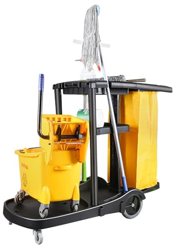 Putzwagen,Commercial Reinigungswagen,Haushalts-Servierwagen,Reinigungswagen hohe Kapazität,Putzwagen Mobil mit 4 Rollen(52 * 95 * 98cm/20.4 * 37.4 * 38.6in)