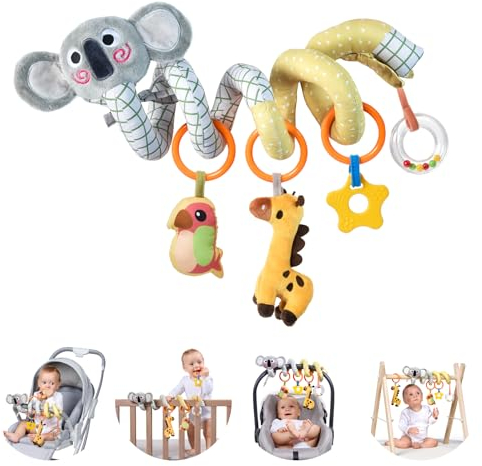 TUMAMA KIDS Kinderwagen Spielzeug, Activity Spirale Spielzeug, Kinderwagenkette zum Fühlen und Greifen, Babyspielzeug für Bett, Laufstall, Babyschale & Autositz 0–12 Monate - Koala