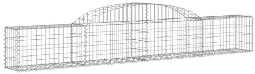 Makastle Set de 2 Parterre surélevé en Gabions arqués, jardinière en Cage à Pierre, Lit Surélevé à Gabion, Parterre de Fleurs Jardin Terrasse Extérieur Jardinière Panier à Pierres, 300x30x40/60 cm